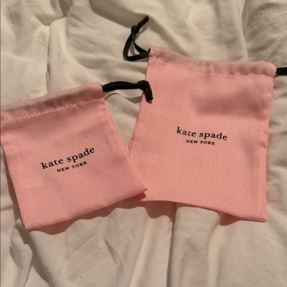 Kate Spade Pink Pouch Set with Black Drawstrings